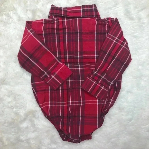 The Children’s Place Onesie Red/Black/White Plaid collared Buttoned 3-6 Months - Picture 13 of 16